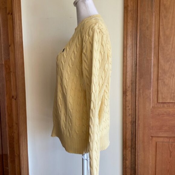 RALPH LAUREN POLO SPORT Vintage Cotton Cable Knit Yellow Sweater M - Picture 11 of 17